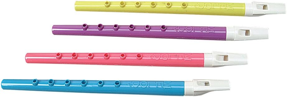 11 Inch Plastic Flutes Assorted Colors One Dozen