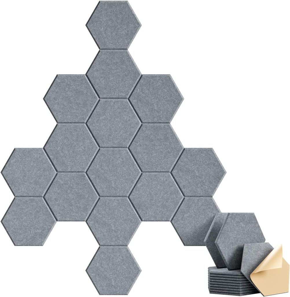 12 Pack Acoustic Foam Panels 2 * 12 * 12 Inch Sound Dampening Panels with Pyramid Design,High Density Sound Proof Foam Panels for Home Office Recoding Studio