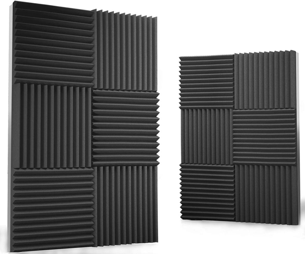 12 Pack Acoustic Panels 1 X 12 X 12 Inches – Acoustic Foam - Studio Foam Wedges - High Density Panels – Soundproof Wedges - Charcoal