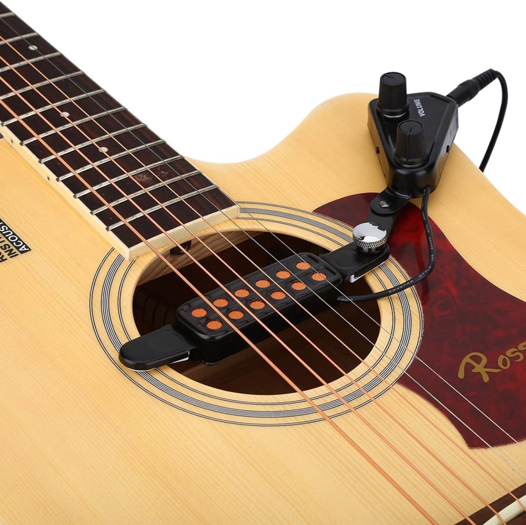 12 Sound Hole Guitar Pickup,Magnetic Pickup Transducer with Volume Tone Tuner Kit for Acoustic Guitar