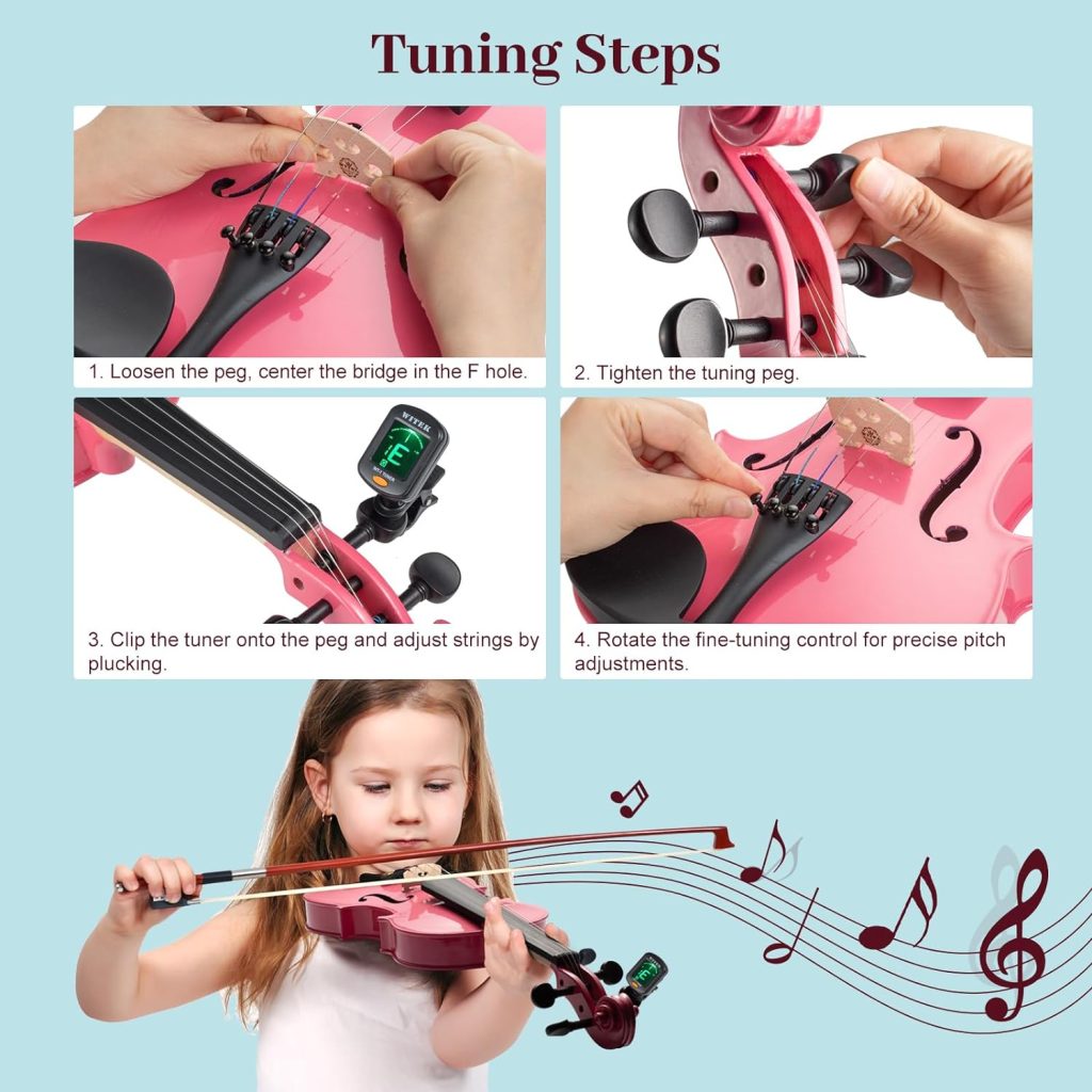  Eastar Violin 4/4 Full Size for Adults, Violin Set for  Beginners with Hard Case, Rosin, Shoulder Rest, Bow, and Extra Strings  (Imprinted Finger Guide on Fingerboard), EVA-2 : Musical Instruments