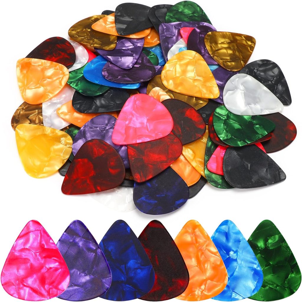 120 Pcs Guitar Picks variety Pack 3 Thickness of Thin, Medium and Thick Color Celluloid, Which is Suitable for Acoustic Guitar, Bass Guitar, Eelectric Guitar (Random Color)