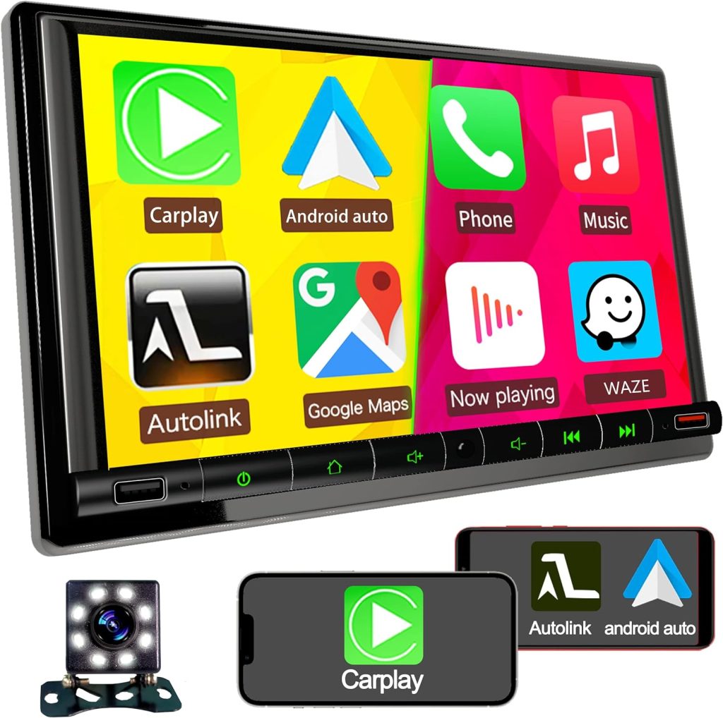 1280x720 HD Non-Glare Touch Screen Car Stereo with 30 Segment EQ,7 Inch Double Din Stereo for Apple Carplay  Android Auto with Bluetooth 5.2,Car Radio with Backup Camera, Mirror Link/SWC/FM/AM