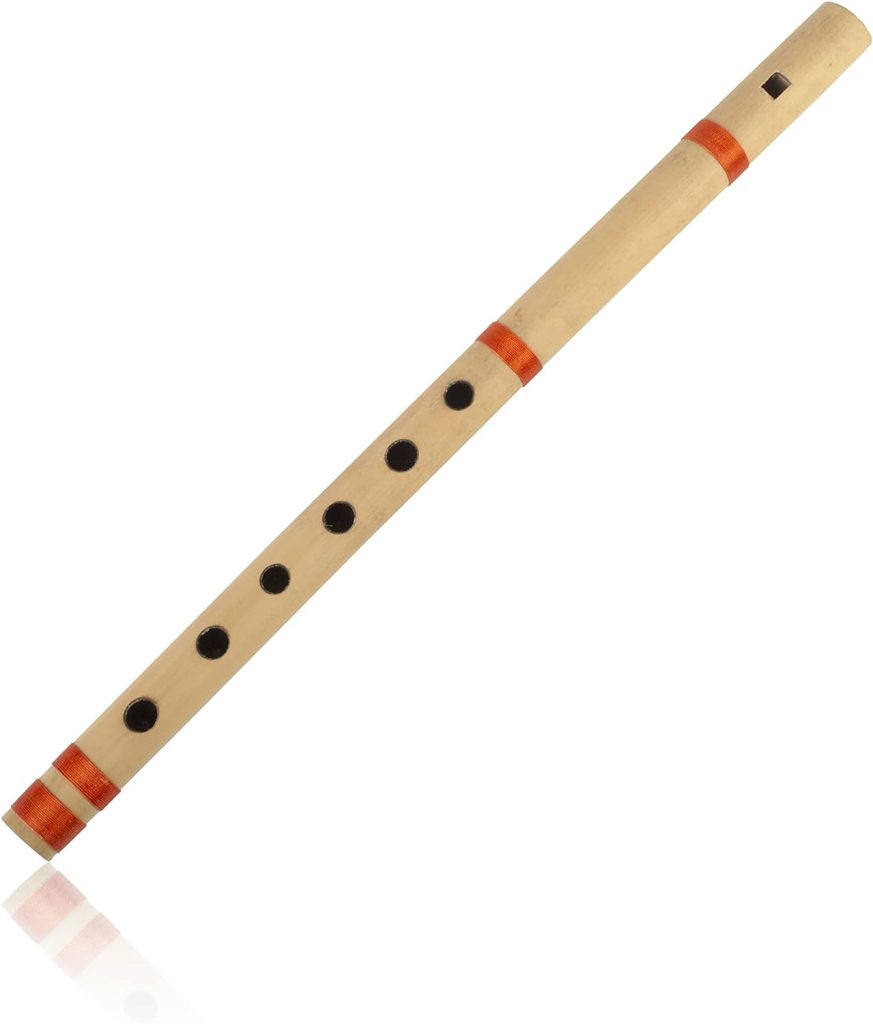 14 Inch Authentic Indian Wooden Bamboo Flute in B Key Fipple Woodwind Musical Instrument Recorder Traditional Bansuri Handcrafted Novelty Decoratives  Collectibles
