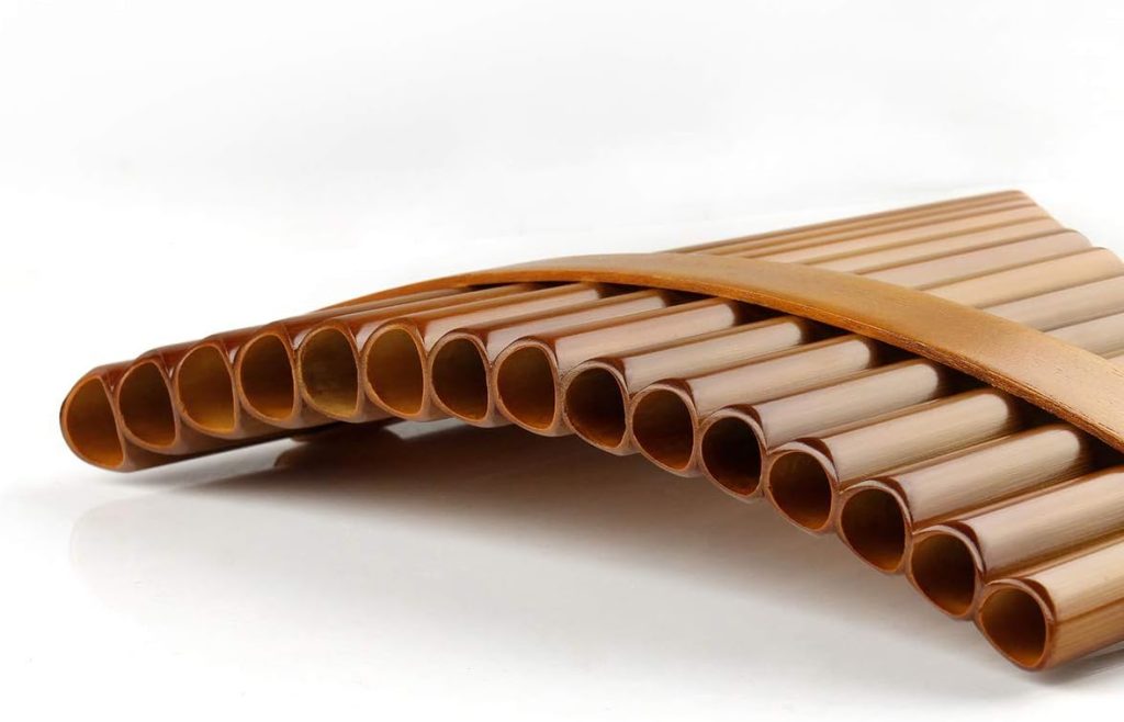 15 Pipes Brown Pan Flute G Key Chinese Traditional Musical Instrument Pan Pipes Woodwind Instrument (Right-Hand)