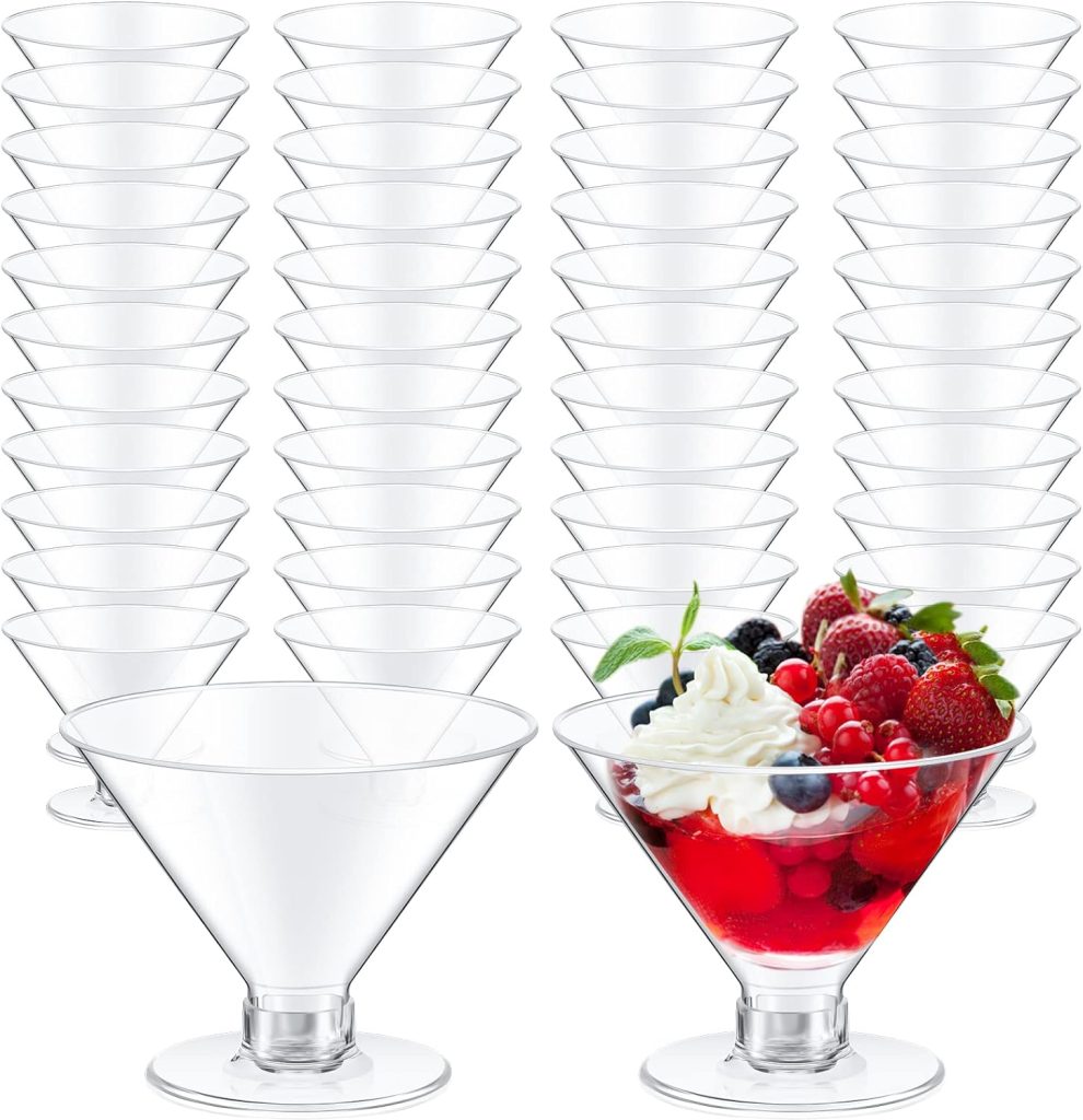 150 Pcs Disposable Martini Glasses Plastic 5 oz Clear Cocktail Glasses Plastic Mini Martini Cups Unbreakable Parfait Glasses Mini Dessert Glasses for Wedding Party Bowl Wine Ice Cream