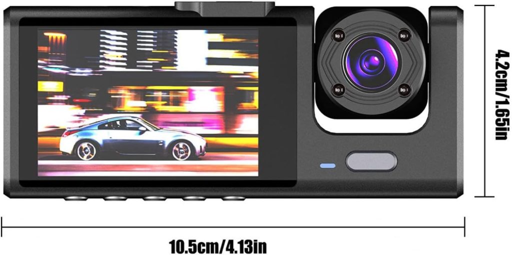 2-inch Screen Dash Cam Driving Recorder - 1080P HD 3-Way Record Night Vision Onboard DVR Car Dash Cam with Motion Tracking,G Sensor,Parking Monitoring,Uninterrupted Loop Recording