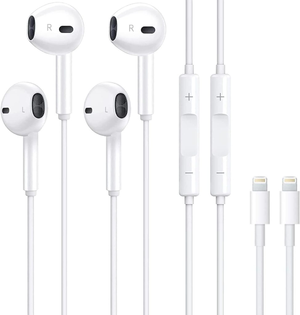 2 Pack - Apple Earbuds,iPhone Headphones Wired Lightning Earphones(Built-in Microphone  Volume Control)[Apple MFi Certified] Noise Isolating Headsets for iPhone 14/13/12/11/X/8/7/6,All iOS System