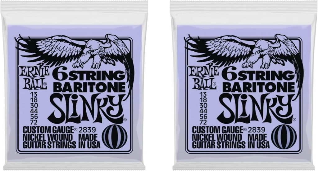 2 PACK Ernie Ball 2839 Nickel Wound Baritone Guitar Strings Set (13-72)