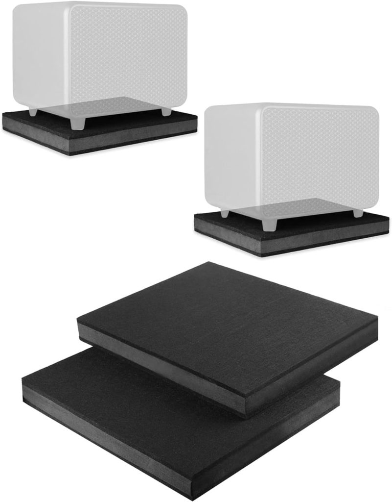 2-Pack for 8- 10 Studio Monitor Noise Isolation Pads Subwoofer Platform Speaker Riser 3-Layer Acoustic Stand Foam Stereo Vibration Isolation Stabilizer Base (15.5 x 13)