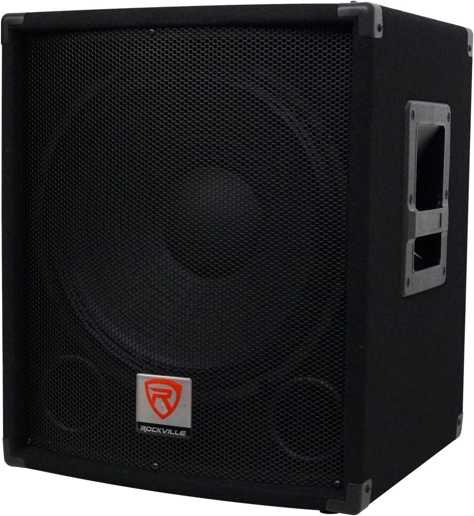 (2) Rockville SBG1154 15 800W Passive 4-Ohm Pro DJ Subwoofers, MDF/Pole Mount