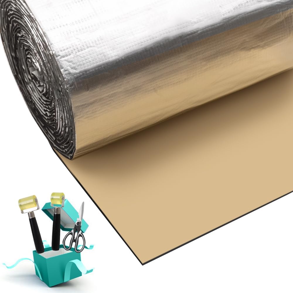 200 mil 42 Sqft Sound Deadener for Cars Heat Shield Car Sound Deadening Material Car Sound Deadening Mat with One-Side Aluminum Foil and Closed Cell Foam 16.54 W*366.14 L Coming with Tools