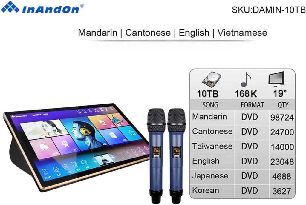 2023 New 音王 19Touch Screen Chinese Karaoke Player Karaoke System Karaoke Machine MIC 10TB HDD Intelligent Voice keying