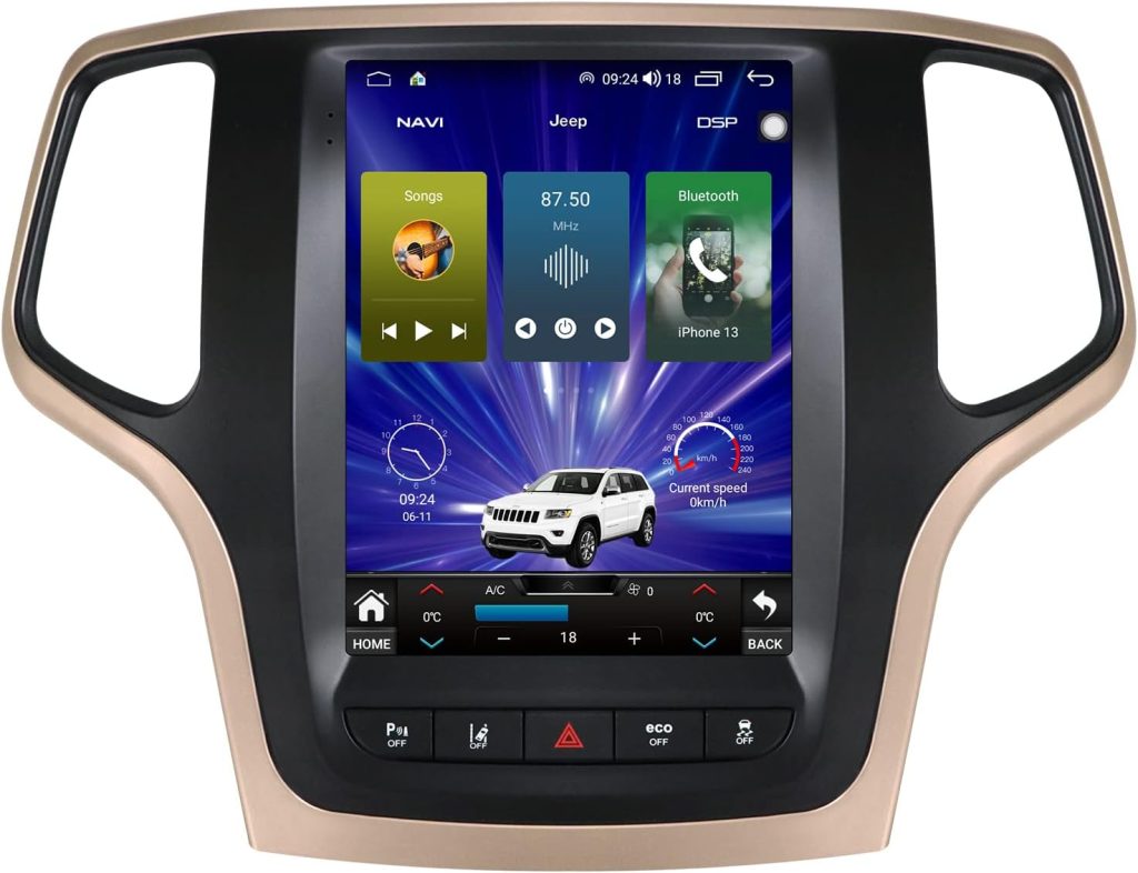 2023 New Android 12 Radio Stereo for Jeep Grand Cherokee 2014-2020 10.4 Tesla Style Car in-Dash GPS Navigation IPS Touch Screen 4+64GB Apple Carplay 4G Network 5G-WiFi Free Backup Camera