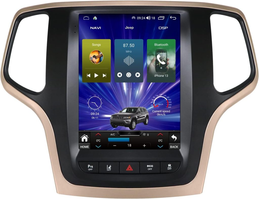 2023 New Upgrade Android 12 Radio Stereo for Jeep Grand Cherokee 2014-2020 10.4 Tesla Style Car in-Dash GPS Navigation IPS Touch Screen 4+64GB Apple Carplay 4G Network 5G-WiFi Free Backup Camera