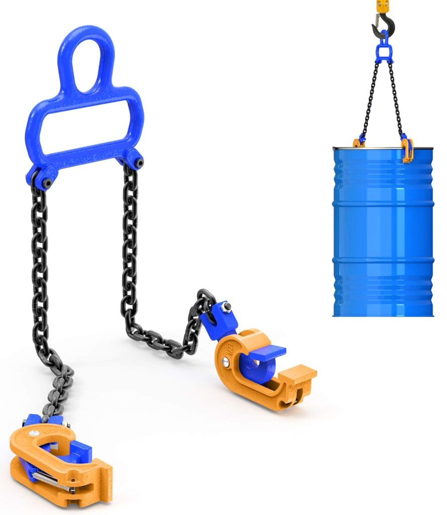 2023 Updated Chain Drum Lifter - 2000 lbs Capacity - Suitable for Blue Plastic and Metal Drums (Enhanced Version)
