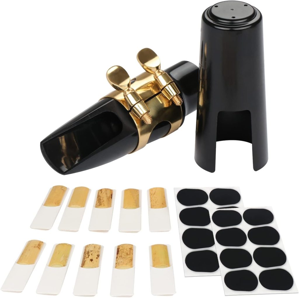 29 Pcs Alto Saxophone Mouthpiece Kit - Includes Metal Ligature 2.5 Reeds Cushions Pads and Plastic Cap