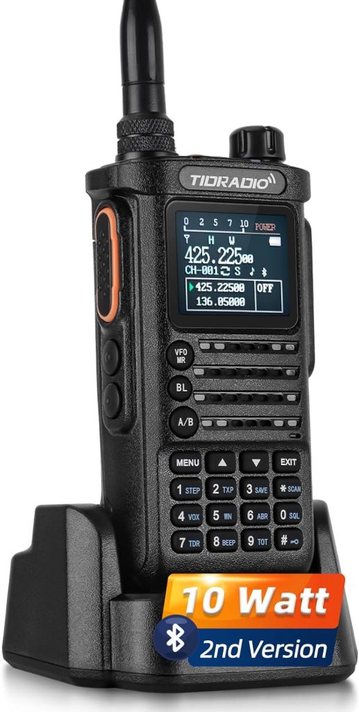 2nd Gen TIDRADIO TD-H8 Ham Radio 10Watt 2500mAh Battery Capacity Solid Performance Handheld Two-Way Radio Wireless Programming Module with Repeater List