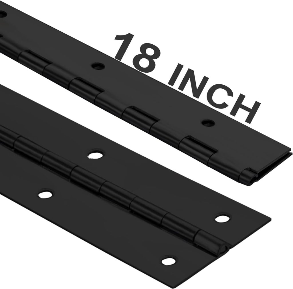 2Pack Heavy Duty Piano Hinge, 2 Open Width x 18 Continuous  Piano Hinges, 0.06” Thick Stainless Steel Piano Hinge with Holes, Black Stainless Furniture Hinges for Cabinet Door Cases Woodworking