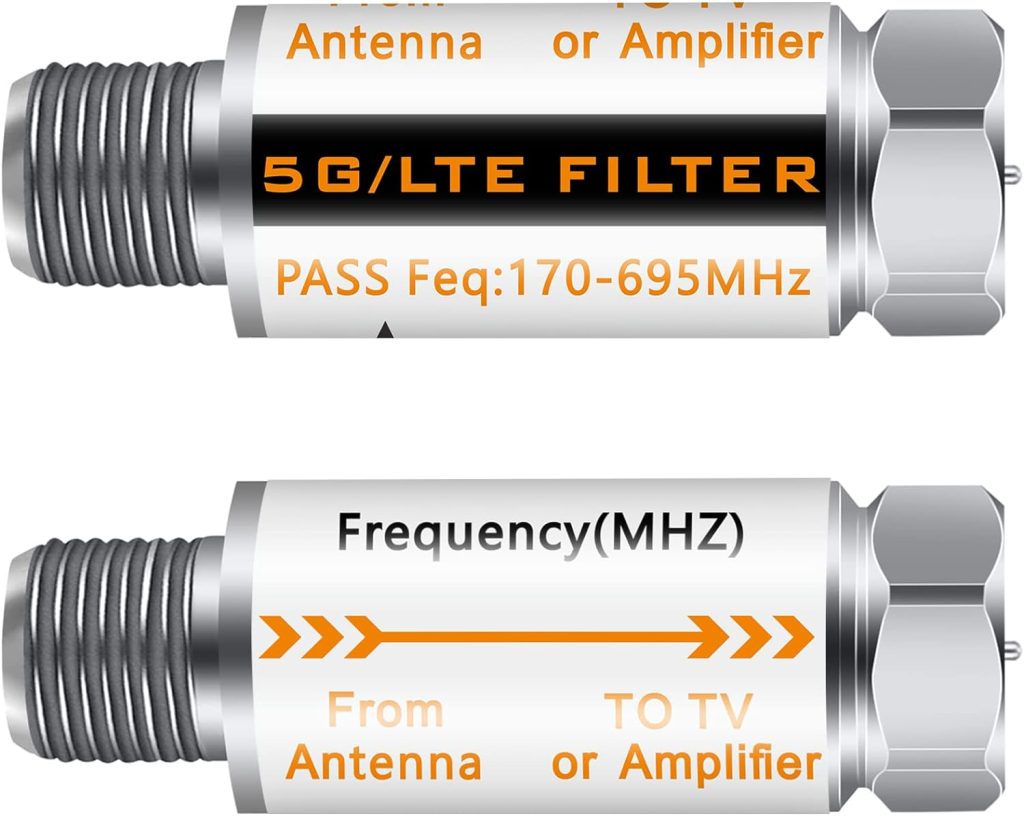 2Pcs 5G Filter Improves Antenna Amplifier Signals - LTE Filter for TV Antenna Signal Purifier,4G/5G Filter Reduce Interference from Cell Phones Towers（Pass Freq 170-695MHz ）