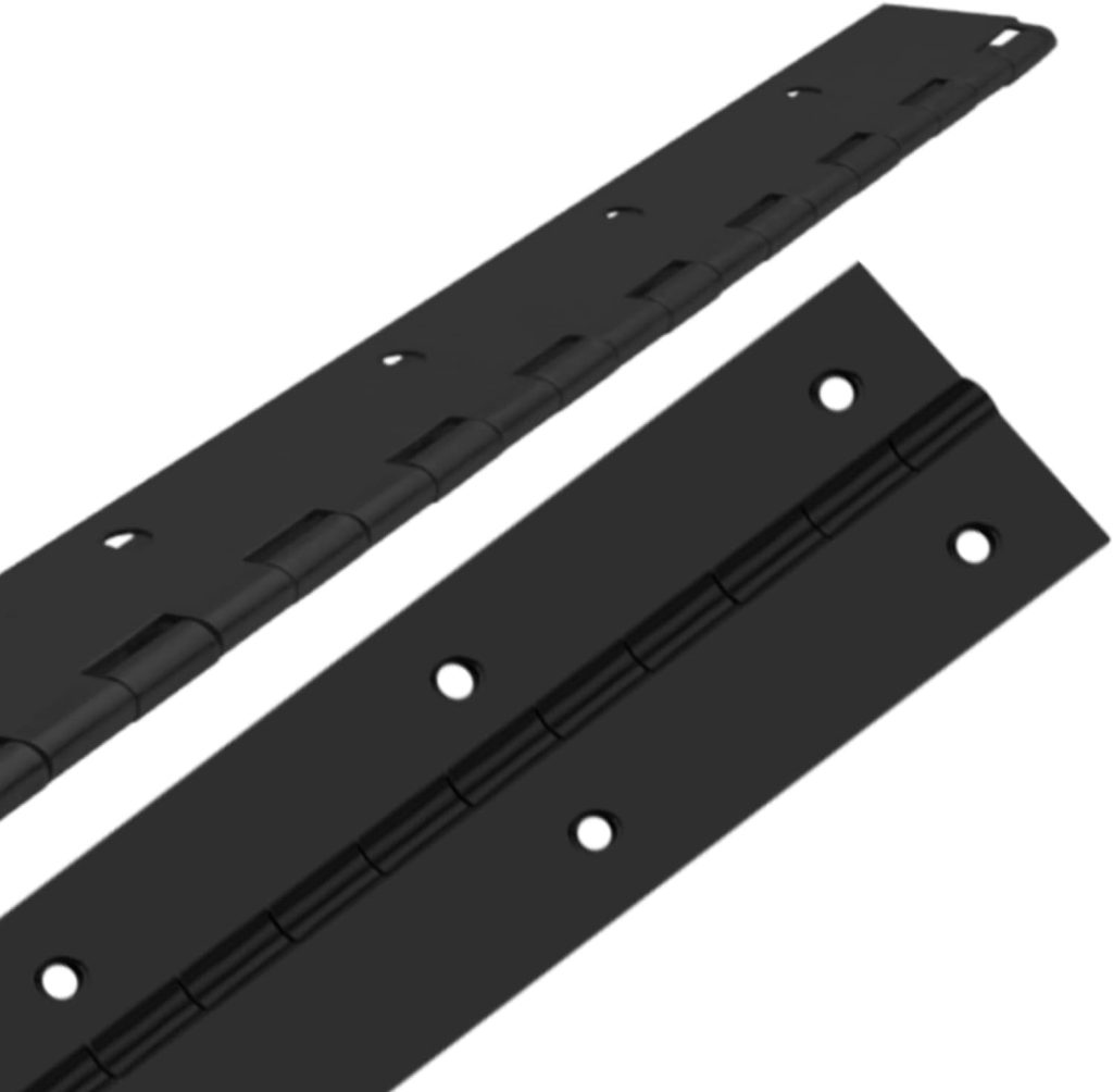 2Pcs Heavy Duty Piano Hinge, 20” Long x 2” Open Width Black Piano Hinges with Holes, Stainless Steel 1/16”Continuous  Piano Hinges for Wood Furniture Mailbox Tool/Storage Boxes Cabinets Door Piano