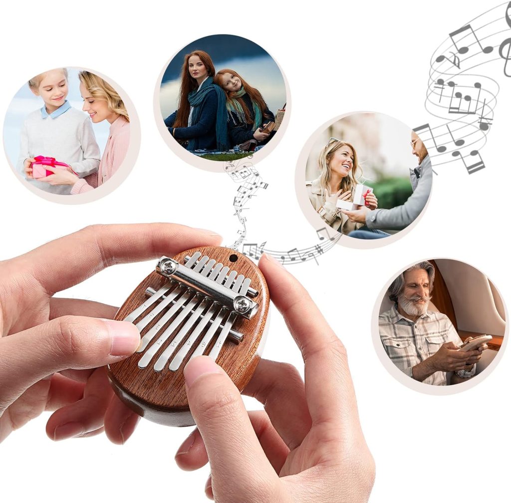 3 Pack Mini Thumb Piano with 8 Key Finger Thumb Piano Portable Mini Pocket Kalimba Cute Heart Oval Bear Kalimba Small Hand Piano for Kid Adult Christmas Musical Gifts Ready In Tune Version