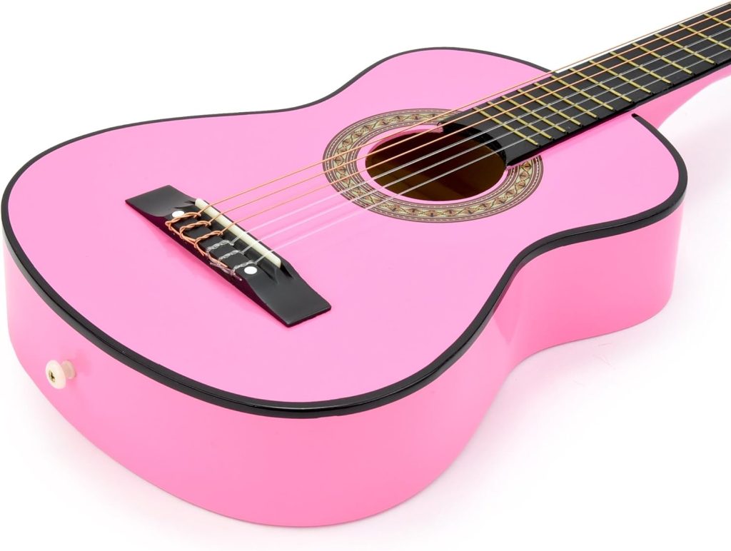 30 Wood Classical Guitar with Case and Accessories for Kids/Girls/Boys/Beginners (Pink)