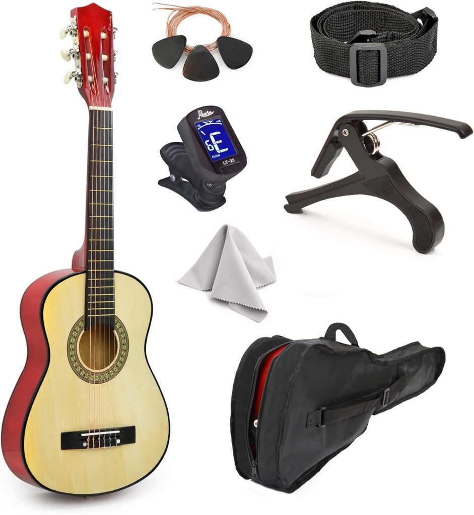 30 Wood Guitar with Case and Accessories for Kids/Girls/Boys/Beginners (Natural)