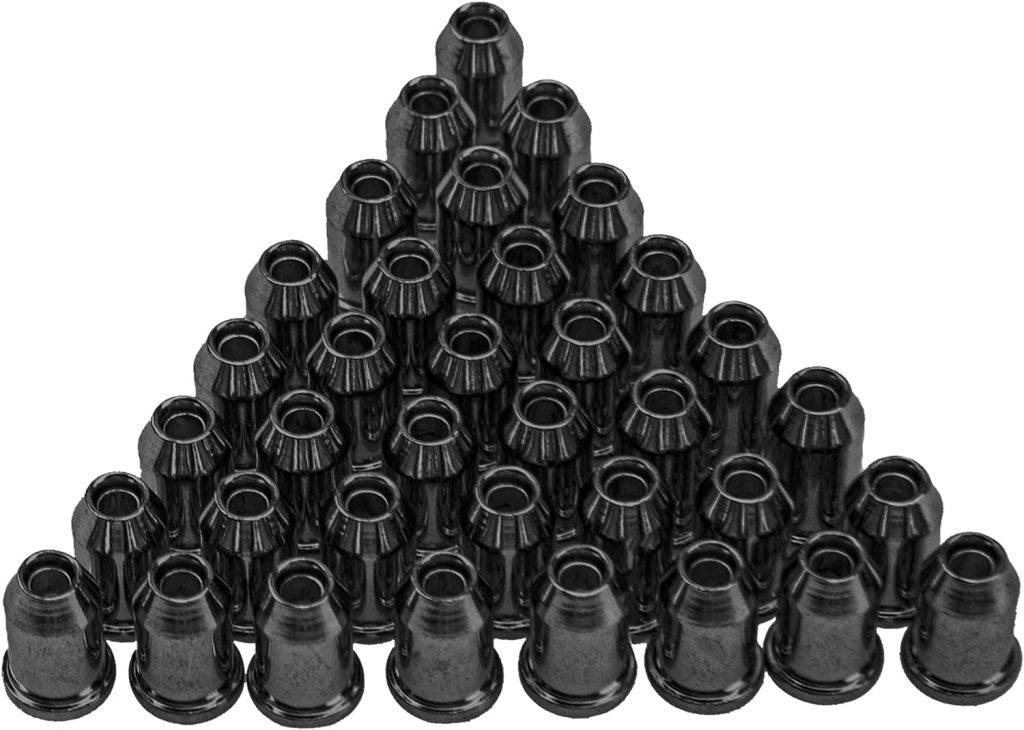 36Pcs Yootones Metal Guitar Ferrules Through-Body String Mounting Ferrules Compatible with Guitar Replacement (Black)