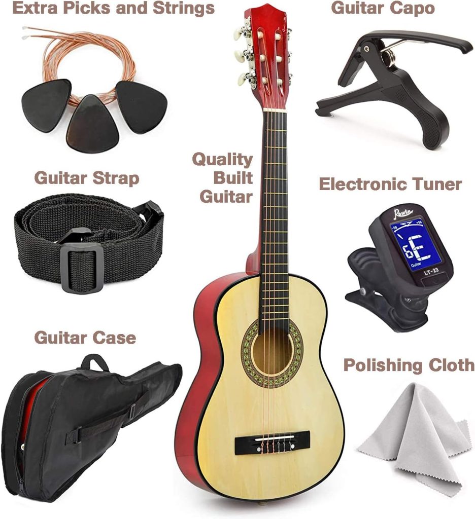 38 Wood Guitar With Case and Accessories for Kids/Boys/Girls/Teens/Beginners (Sunburst)