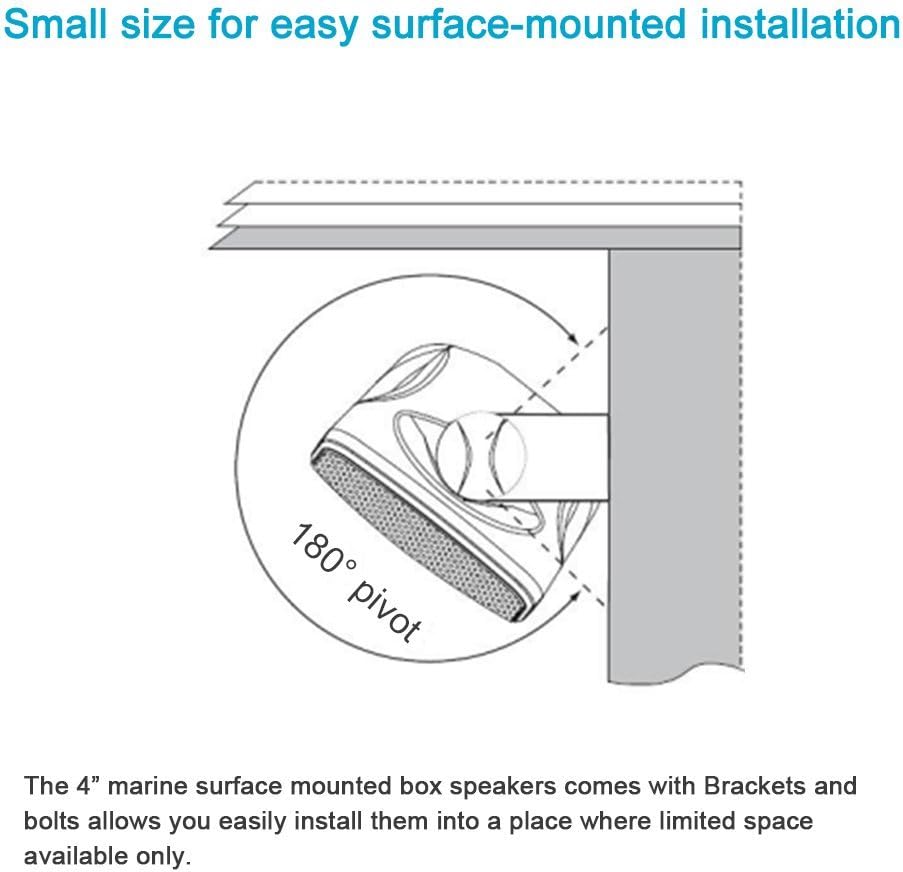 4 Heavy Duty Waterproof Boat Marine Box Outdoor Speakers Surface Mounted for Skid Steer ATV UTV RZR Golf Cart (White)