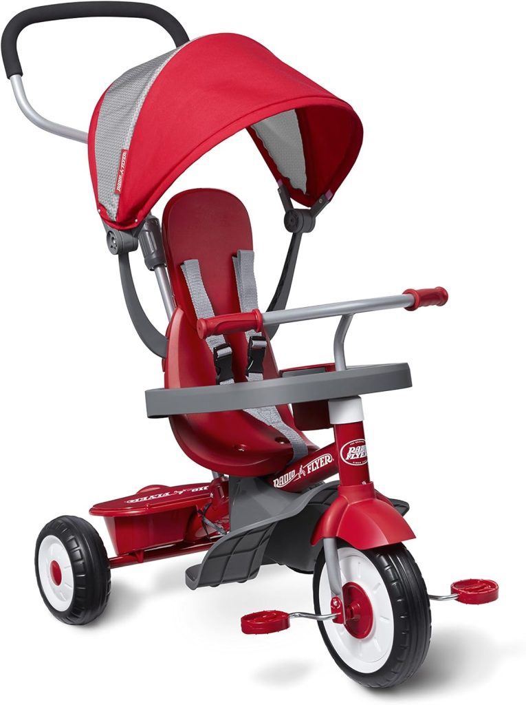 4-in-1 Stroll N Trike, Red Toddler Tricycle for Ages 1 Year -5 Years, 19.88 x 35.04 x 40.75