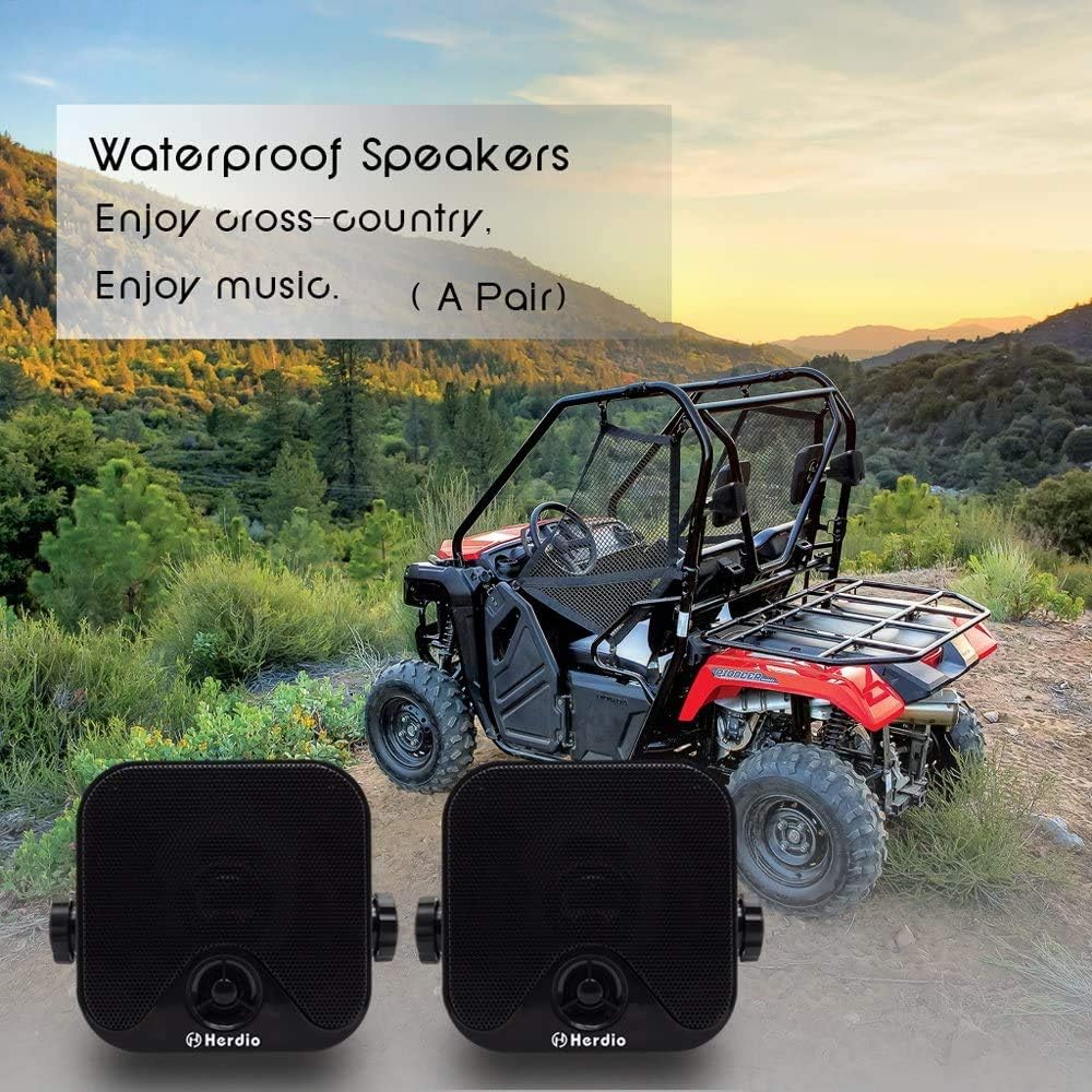 4 Inches Heavy Duty Waterproof Boat Marine Box Outdoor Speakers Surface Mounted for Skid Steer ATV UTV RZR Golf Cart Tractor Powersports Boat Truck Jeep