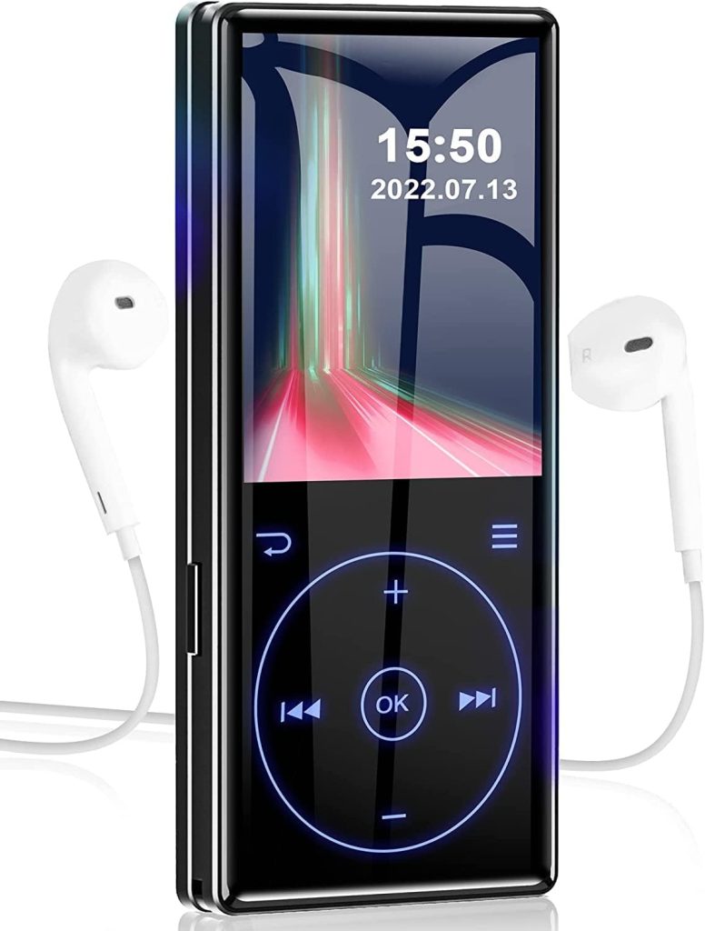 48GB MP3 Player with Bluetooth 5.0: Portable Lossless Sound Music Player with HD Speaker,2.4 Screen Voice Recorder,FM Radio,Touch Buttons,Support up to 64GB for Sport, Earphones Included