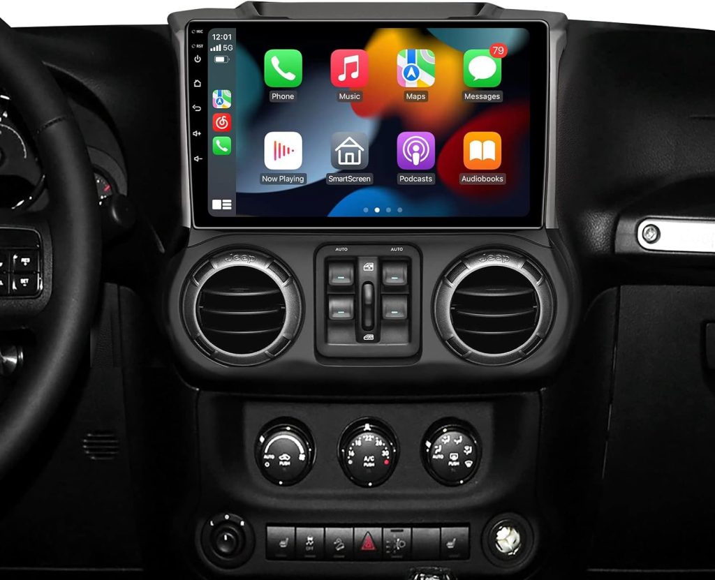 4GB+32GB Car Radio for Jeep Wrangler JK Compass Grand Cherokee Dodge Ram. Android 13 Head Unit with Wireless Carplay  Andriod Auto 10.1 IPS Touchscreen FM/RDS Car Radio GPS Navigation
