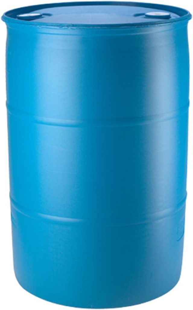 55 Gallon Blue Water Barrel | Solid Mold |2 Inch Bung Holes, Good for Long Term Drinking Water Use | BPA Free