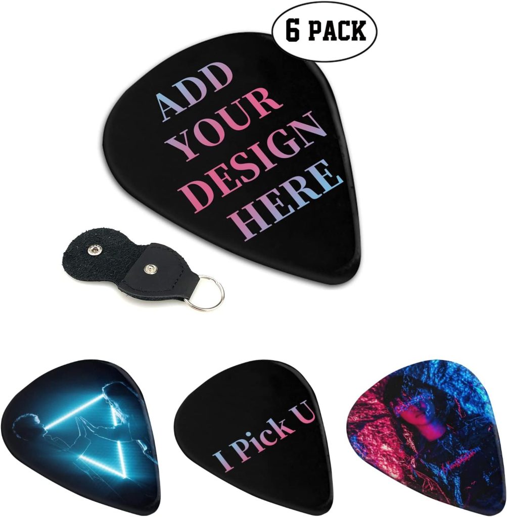 6-500 Pack Custom Guitar Pick Personalized Guitar Picks Design Your Own Name Text Picture Logo Best Memorial Gifts for Guitar Players Dad Boyfriend Bass Ukuleles Guitar Accessories
