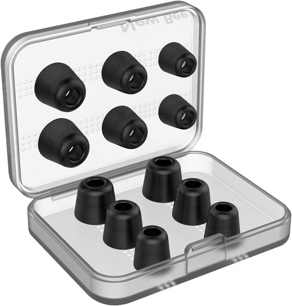 [6 Pairs] Earphone Tips New Bee 12pcs Premium Replacement Earbud Tips Blocking Out Ambient Noise Memory Foam Earbuds Inner 4.9mm for in-Ear Headphones with 5mm-7mm Tips (Black, S/M/L)