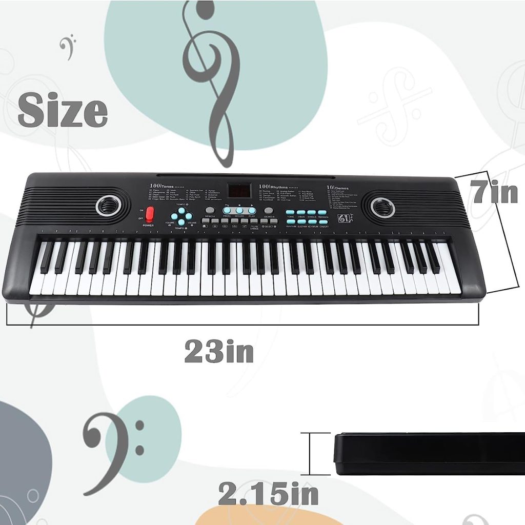 61 keys keyboard piano, Electronic Digital Piano with Built-In Speaker Microphone, Portable Keyboard Gift Teaching for Beginners, electric piano for kids