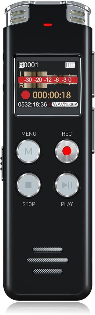  72GB Digital Voice Activated Recorder: Portable Tape Recorder  with Playback Audio Recording Device for Lectures Meetings, Small  Dictaphone Sound Recorder with Line in, Password