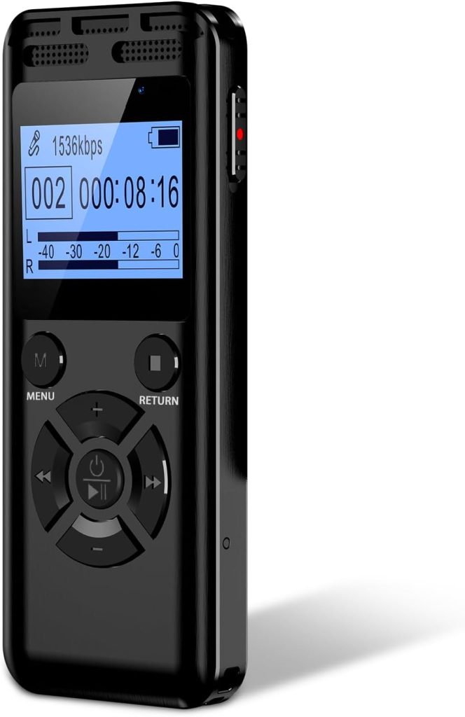 64GB Digital Voice Recorder, Wevoor Voice Activated Recorder with 560mAh Large Capacity Battery, Professional Recording Device with Playback, Password, Timed recording, Repeat, Variable Speed Playback
