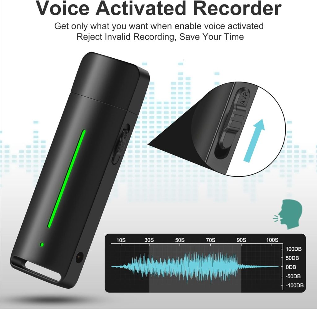 64GB Voice Recorder with Playback: Digital Audio Recorder with Voice Activated, Small USB Dictaphone Recording Device for Lecture Interview Meeting Class
