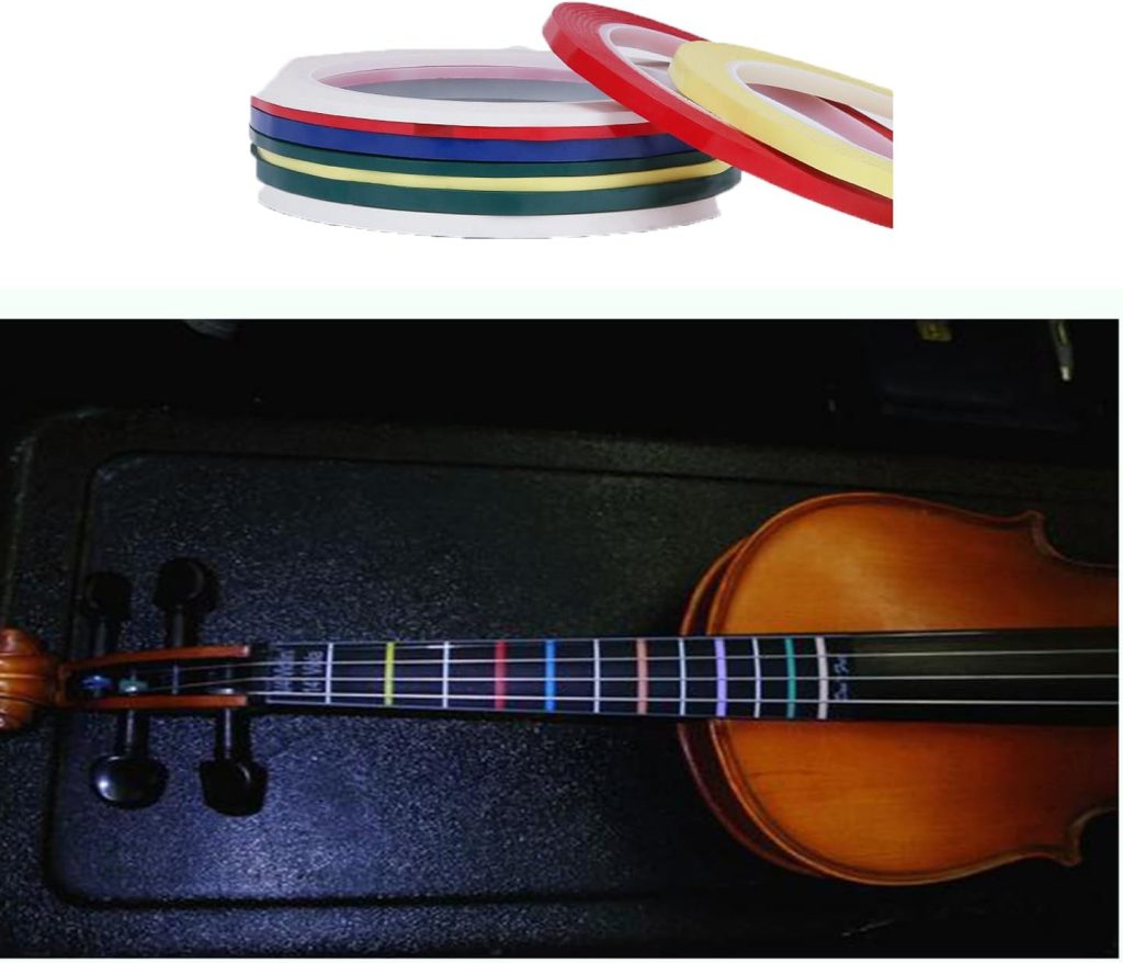 7 Rolls Violin Fingerboard Tapes, Violin Finger Guide Stickers, 216ft Cello Positions Practising Fingering Tape for Beginners Fretboard Note Positions. (7 Colors)