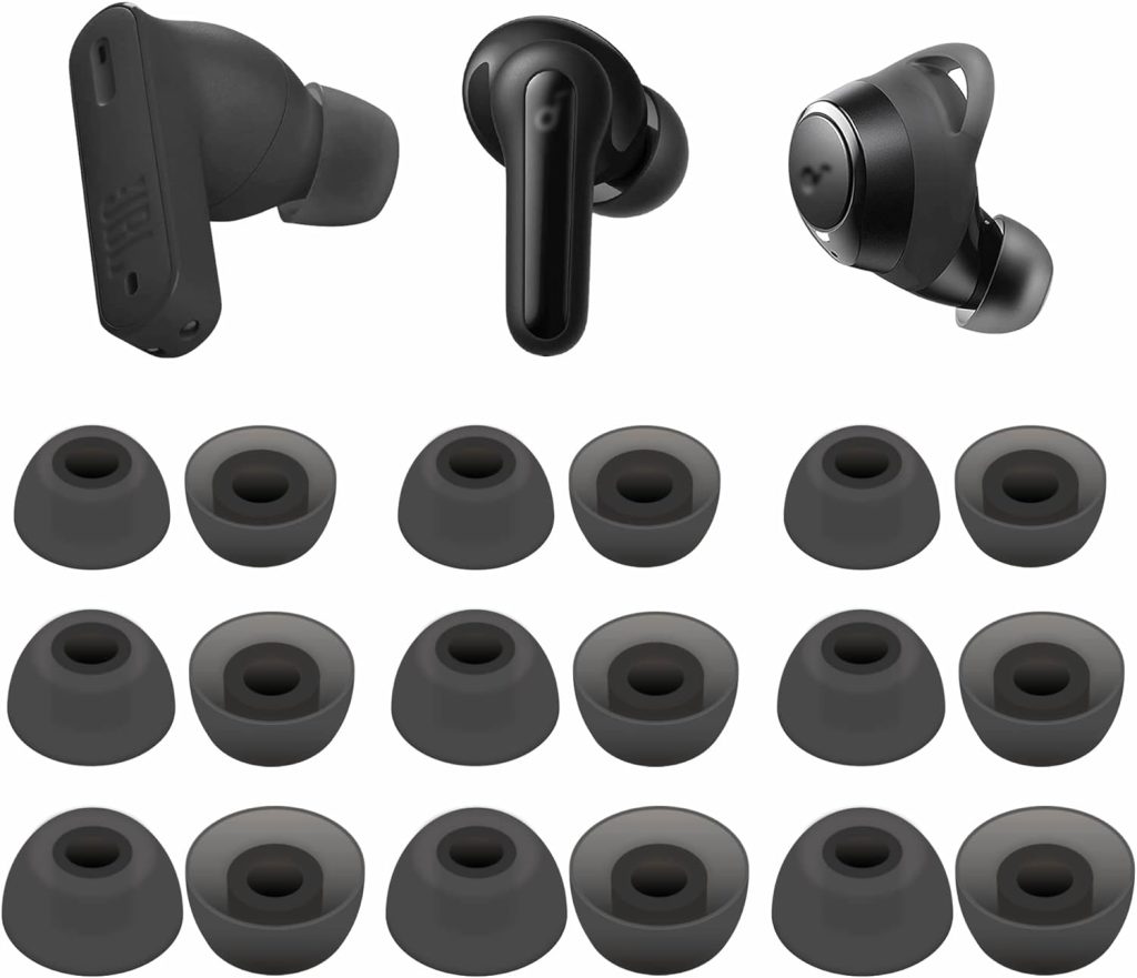 9 Pairs Ear Tips Compatible with JBL Tune 230NC TWS in-Ear Headphones, S/M/L 3 Size Silicone Eartips Earbuds Ear Buds Gel Wings Skin Accessories Compatible with Soundcore Life Series - Gray