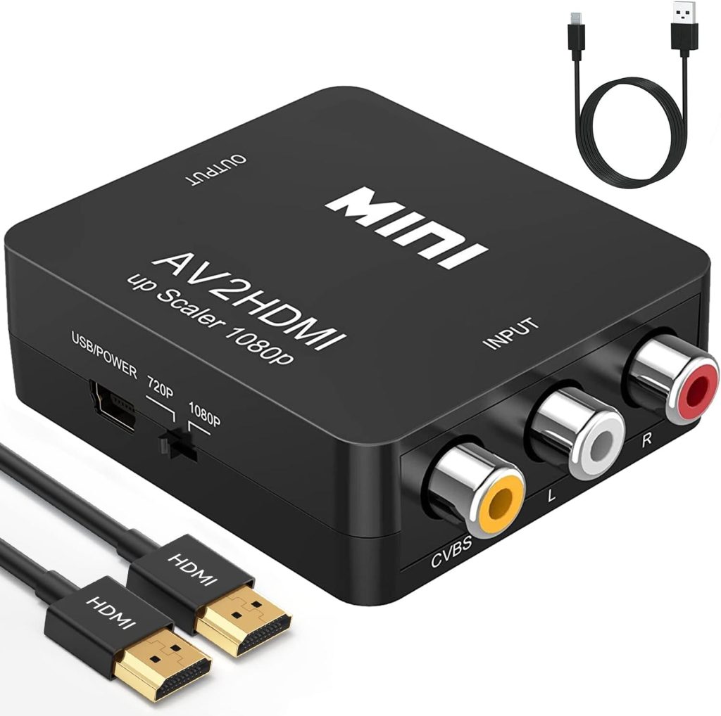 ABLEWE RCA to HDMI,AV to HDMI Converter, 1080P Mini RCA Composite CVBS Video Audio Converter Adapter Supporting PAL/NTSC for TV/PC/ PS3/ STB/Xbox VHS/VCR/Blue-Ray DVD Players