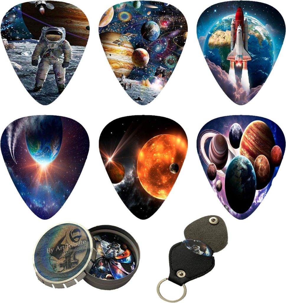 Abstract Art Cool Guitar Picks - Kandinsky Paintings Complete Set. 12 Medium Celluloid Guitar Picks In a Box W/Picks Holder. Unique Gift For Bass, Electric  Acoustic Guitars
