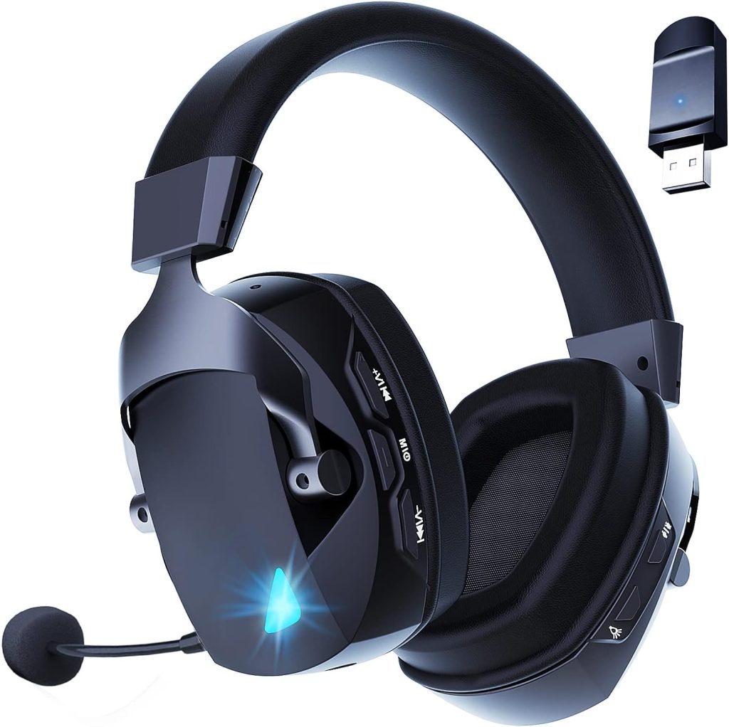 Acinaci Wireless Gaming Headset with Detachable Noise Cancelling Microphone, 2.4G Bluetooth - USB - 3.5mm Wired Jack 3 Modes Wireless Gaming Headphones for PC, PS4, PS5, Mac, Switch, Phone, Tablet