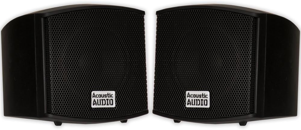 Acoustic Audio AA321B Mountable Indoor Speakers 400 Watts Black Bookshelf Pair