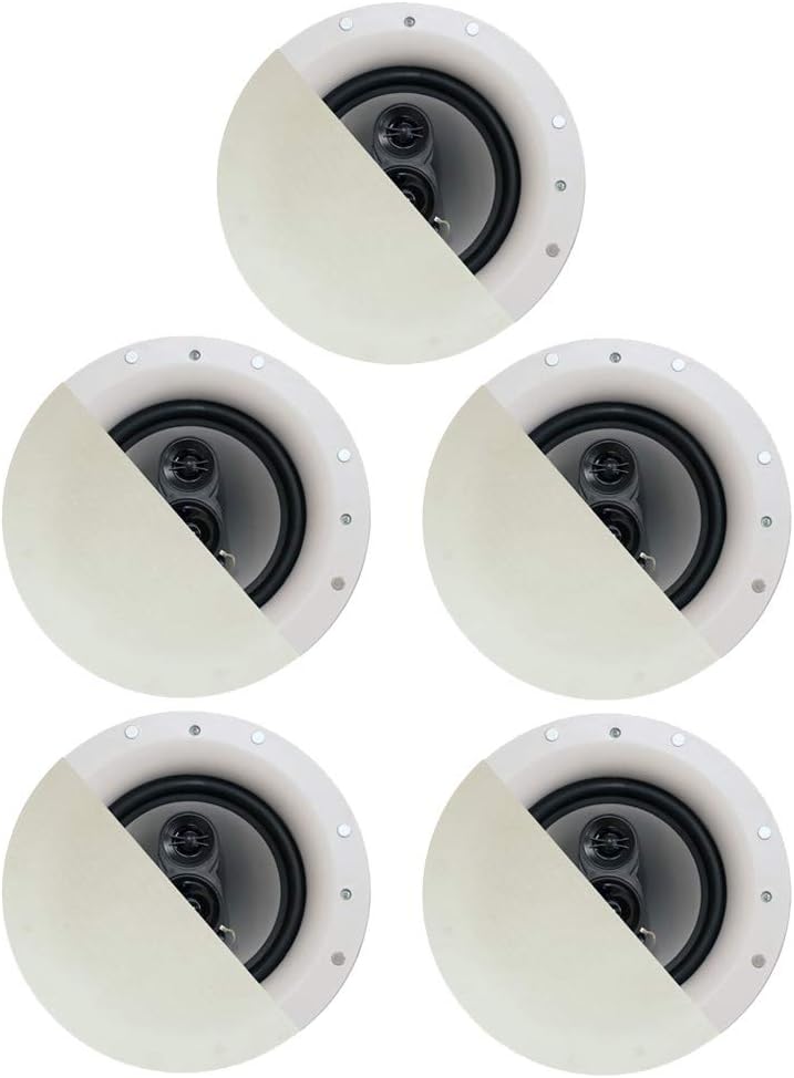 Acoustic Audio by Goldwood CSic84 Frameless 8 in Ceiling 5 Speaker Set 3 Way Home Theater Speakers, White, (Model: CSic84-5S)