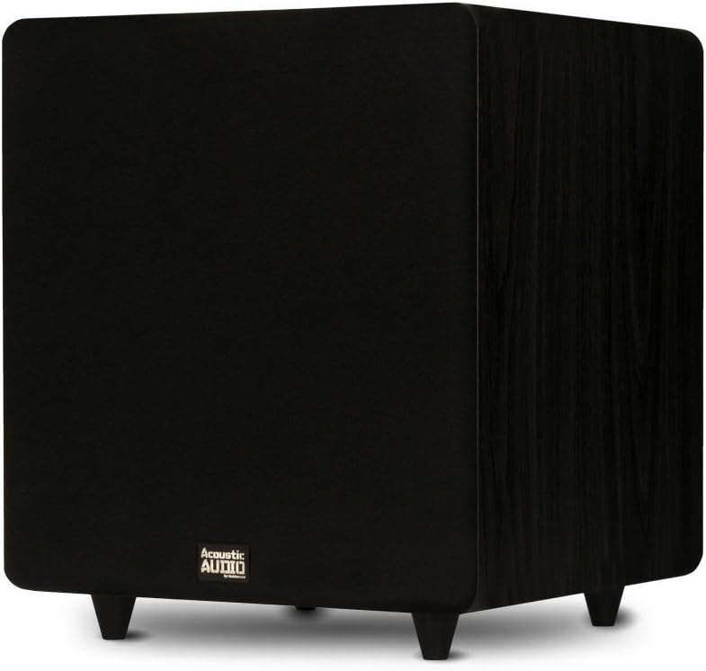 Acoustic Audio PSW500-12 Home Theater Powered 12 LFE Subwoofer Black Front Firing Sub,500 Watts